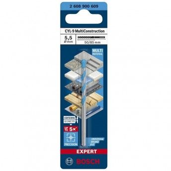 Broca EXPERT CYL-9 MultiConstruction, 5.5x50 x85 mm 2.608.900.609 BOSCH