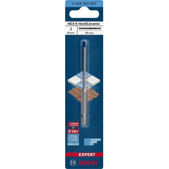 Broca EXPERT HEX-9 HardCeramic 3x90mm REF 2.608.900.587 BOSCH