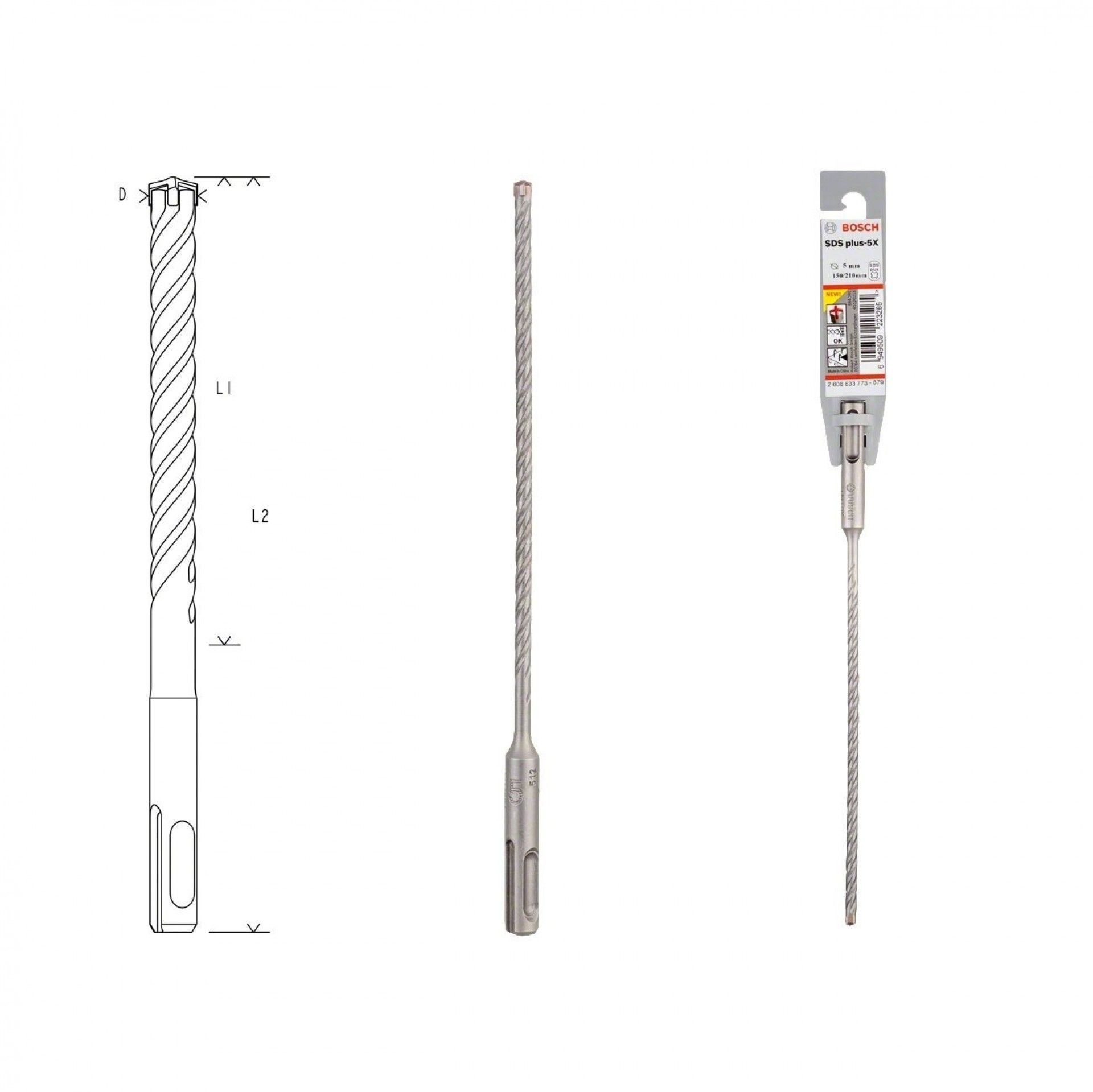 BROCA PLUS 5X 6X100X160 REF 2.608.833.778 BOSCH