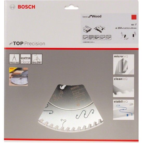 Disco Top precision 250x30x3.2mm 60 dentes ref 2.608.642.112 BOSCH