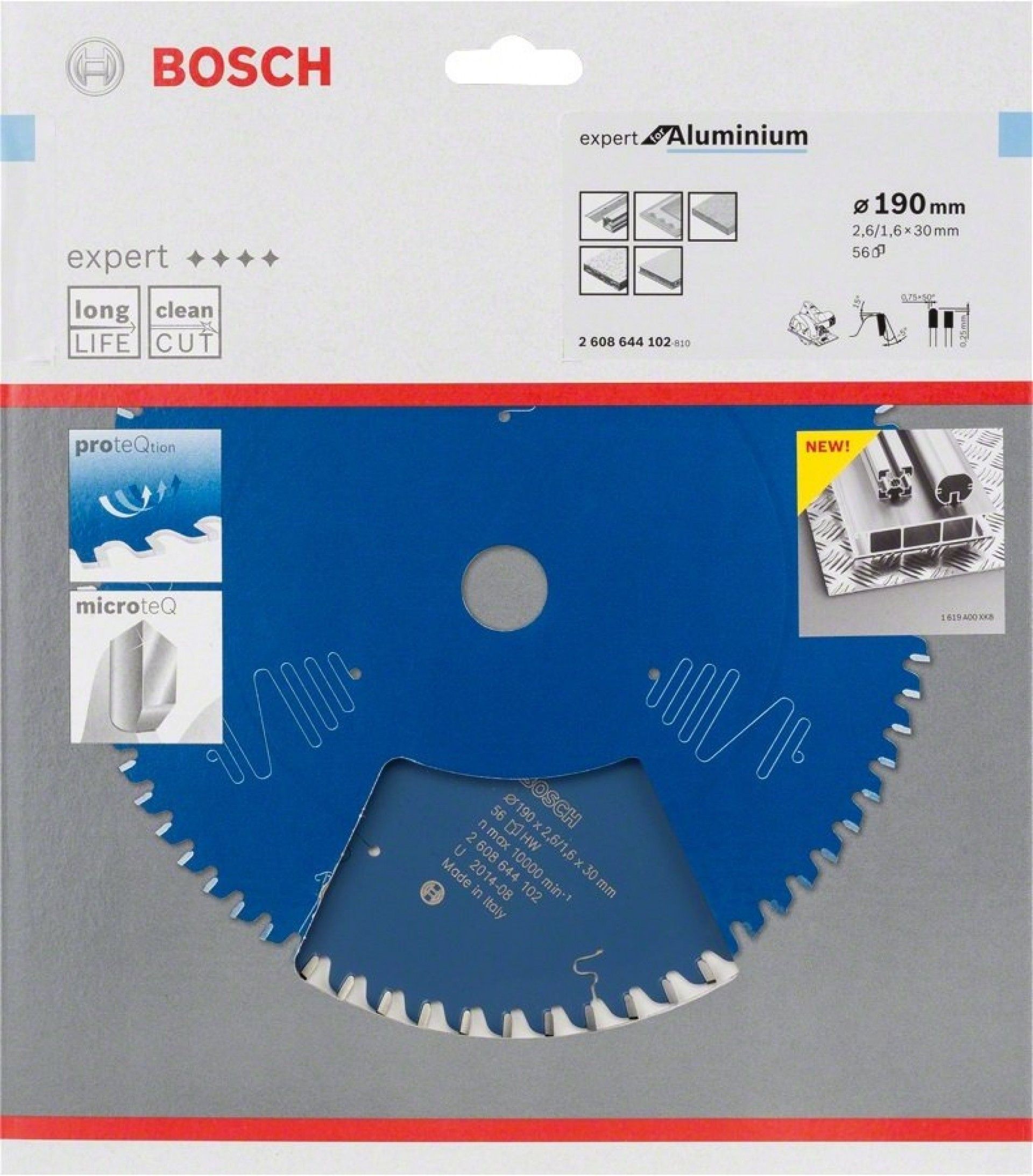 Disco Expert para aluminio 190x30x2,6 mm, 56 dentes refª 2608644102 BOSCH