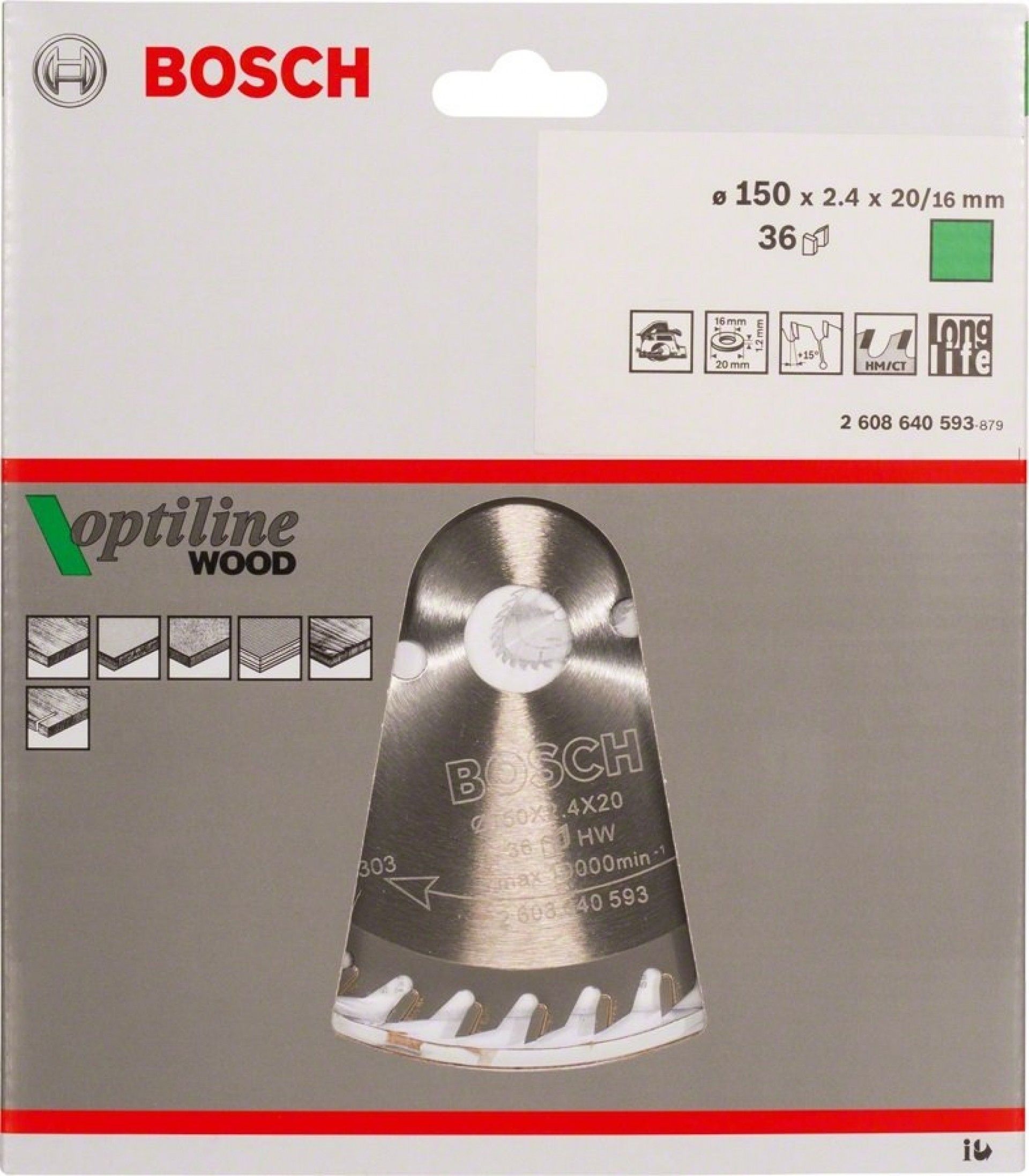 Disco OP WO H 150x20mm 36Z refª 2.608.640.593 BOSCH