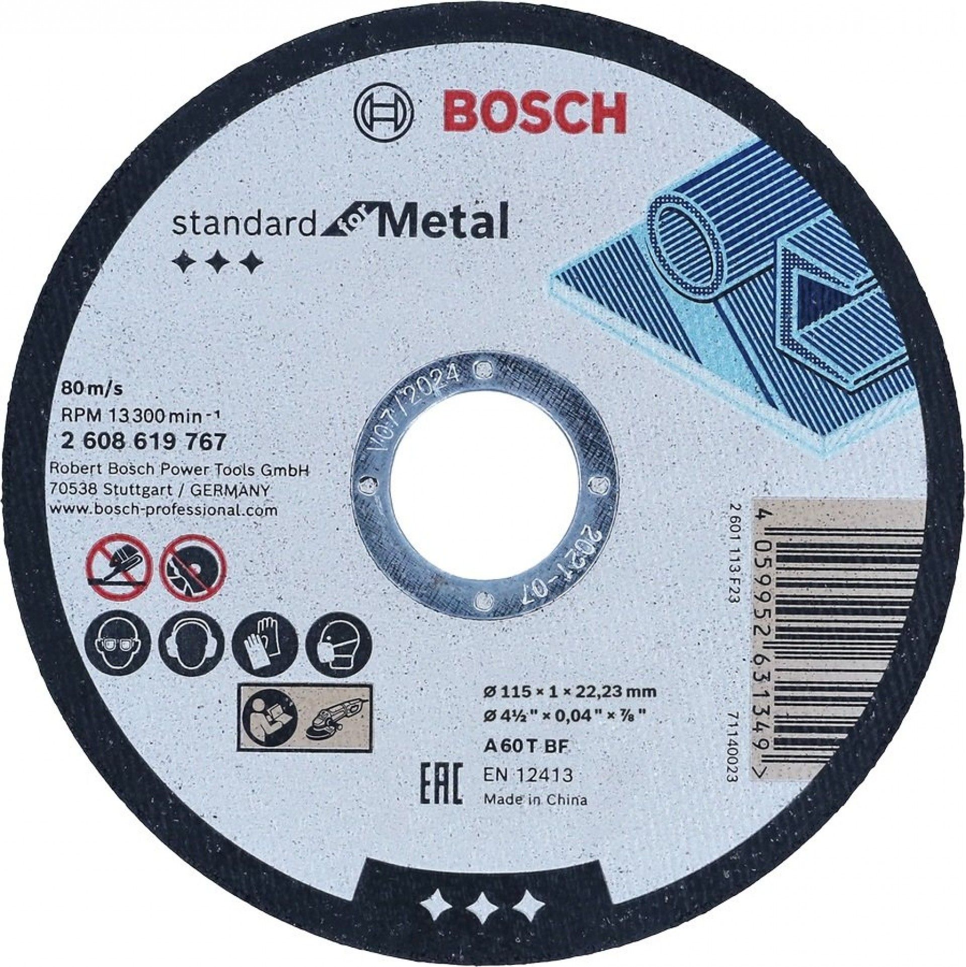 Disco corte metal 115mm refª 2608619767 BOSCH