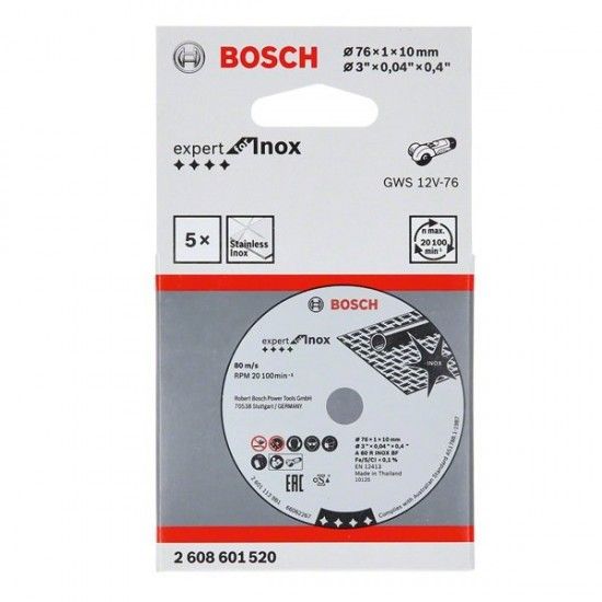 Disco corte Expert Inox 76x10x1mm 5p ref 2608601520 Bosch