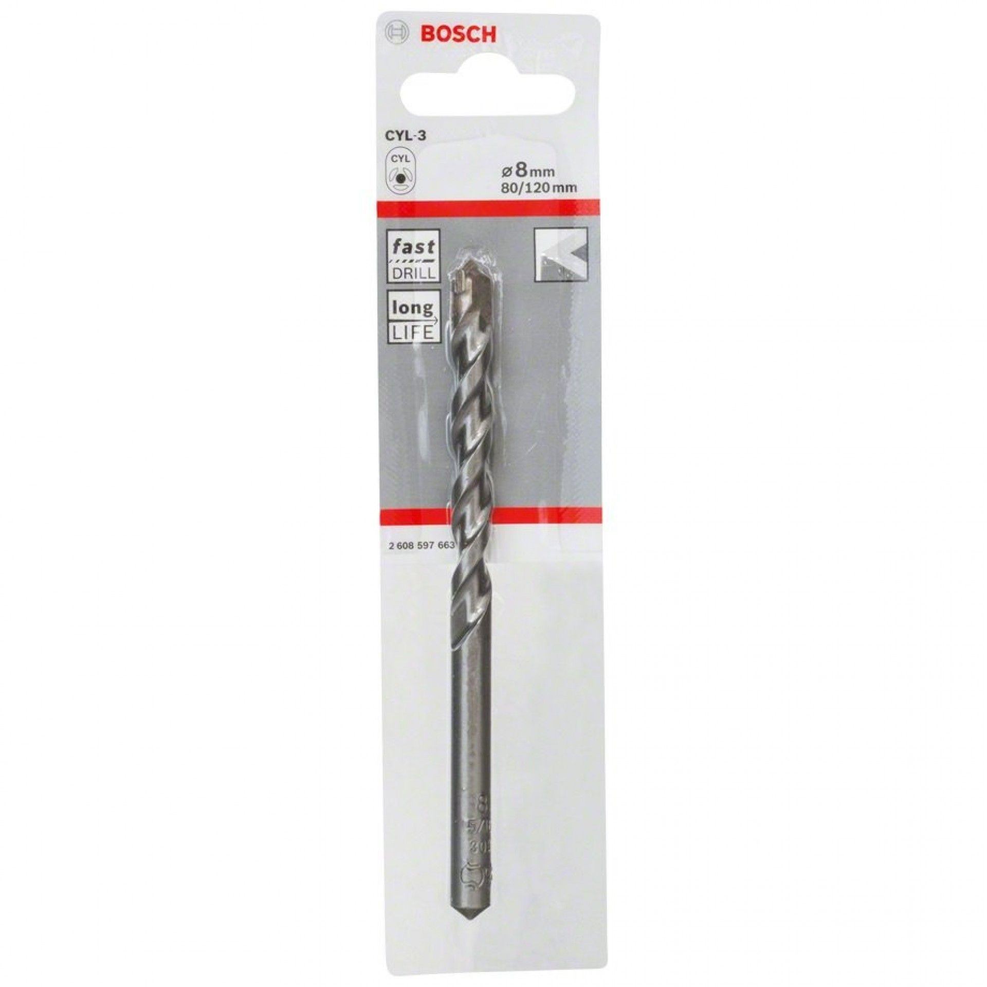 BROCA PEDRA 8MM CYL-3 REF 2.608.597.663 BOSCH