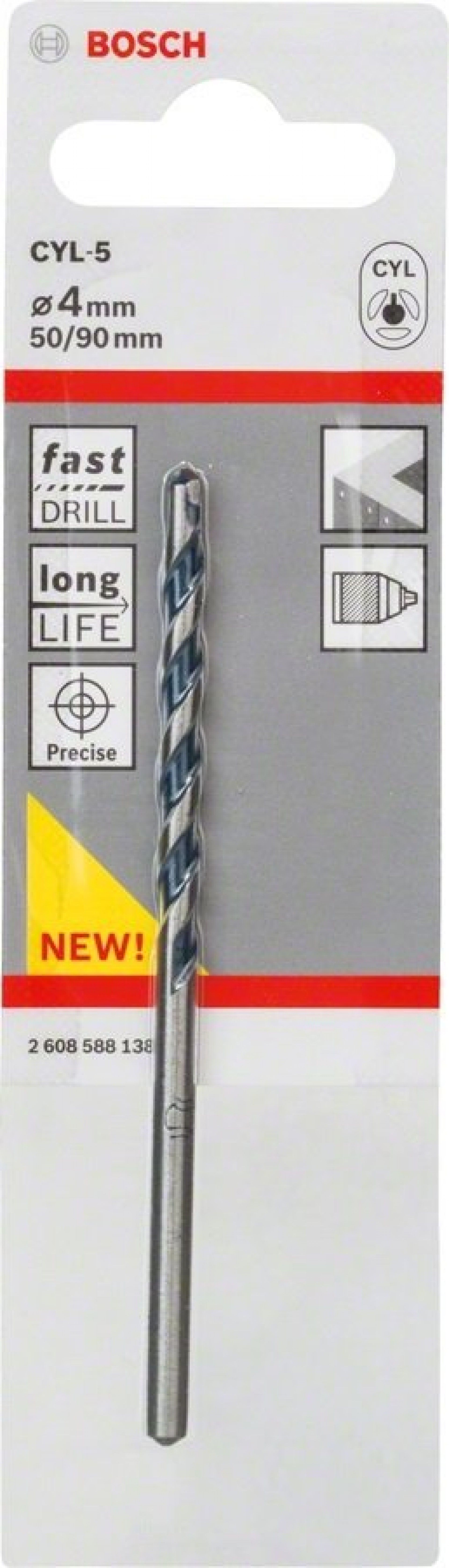 BROCA PEDRA 4MM CYL-5 REF 2.608.588.138 BOSCH