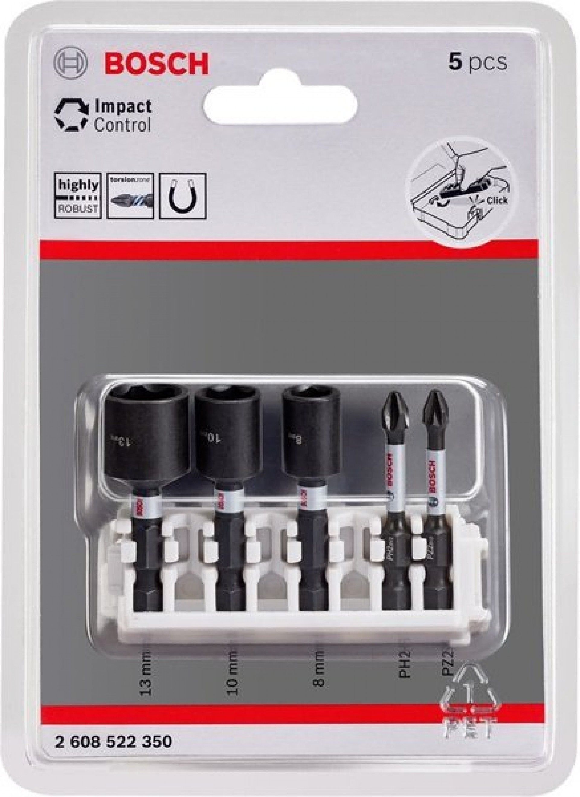 Acessórios sextavados de impacto 5pç refª 2608522350 Bosch
