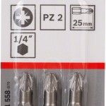 Bits Pz2 25mm 3Pç refª 2607001558 BOSCH Bits Pz2 25mm 3Pç refª 2607001558 BOSCH
