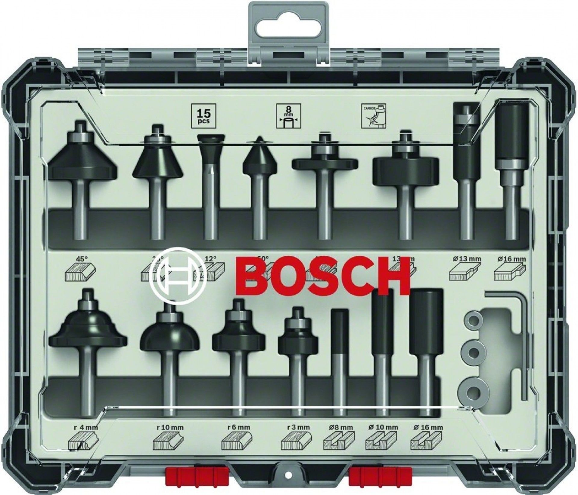 Kit fresas 15pç refª 2.607.017.472 BOSCH
