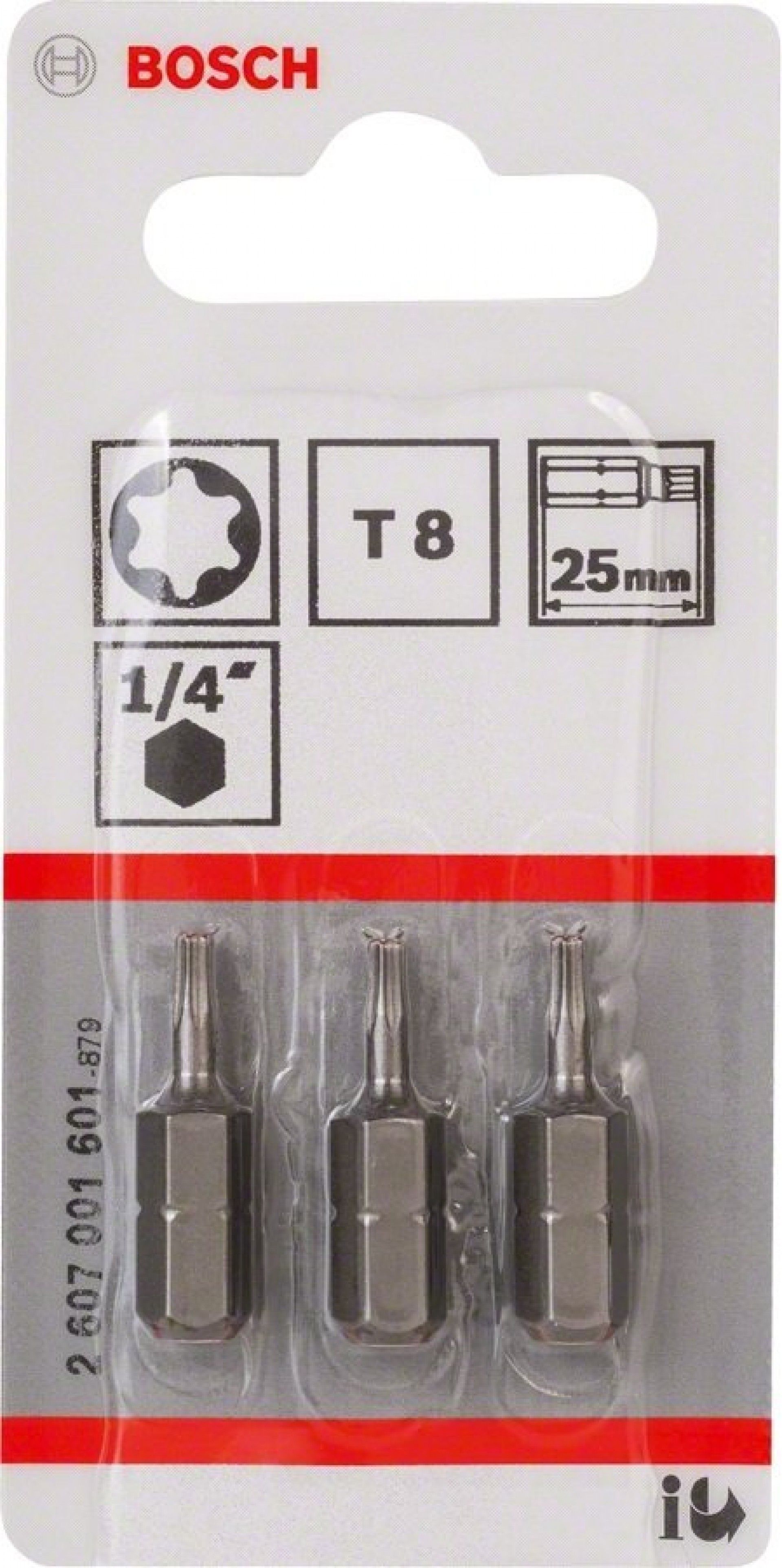 CONJUNTO 3 BITS ¼ TORX T8 REF 2.607.001.601 BOSCH