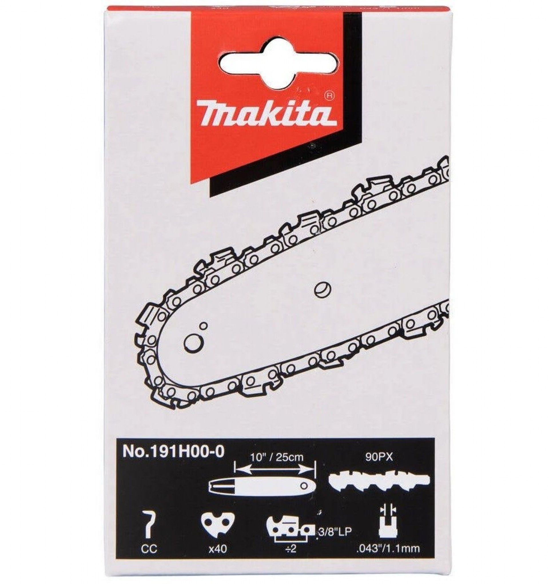 Corrente motosserra Makita 250mm, 3/8" LP, .043" 191H00-0