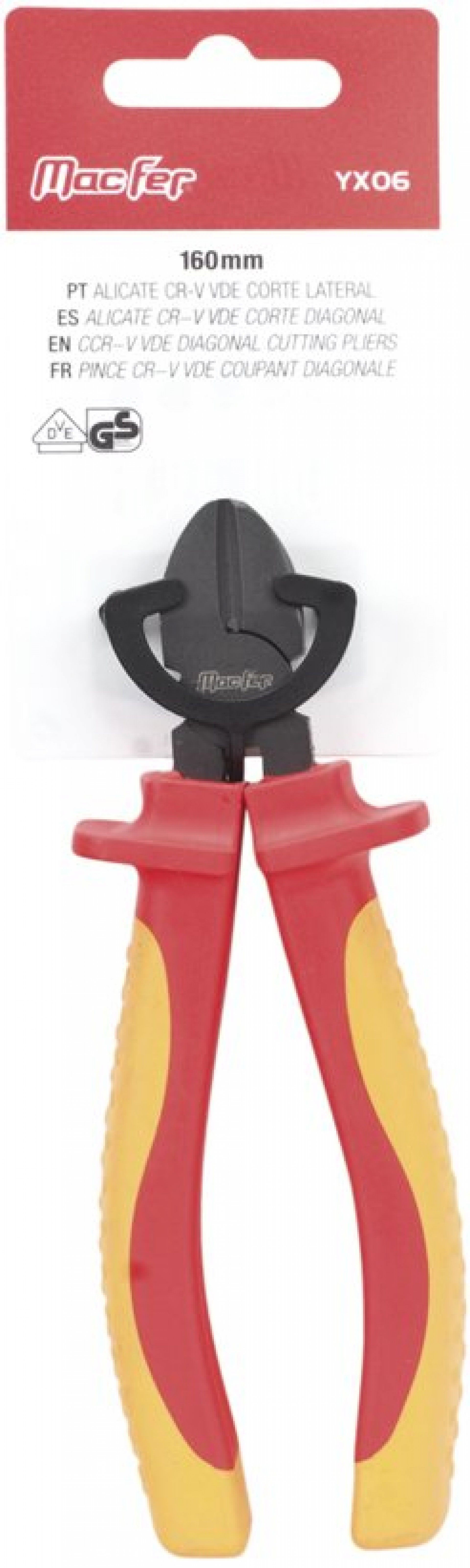Alicate Cr-V VDE corte lateral MacFer YX06 160mm refª 183.0086 MACFER