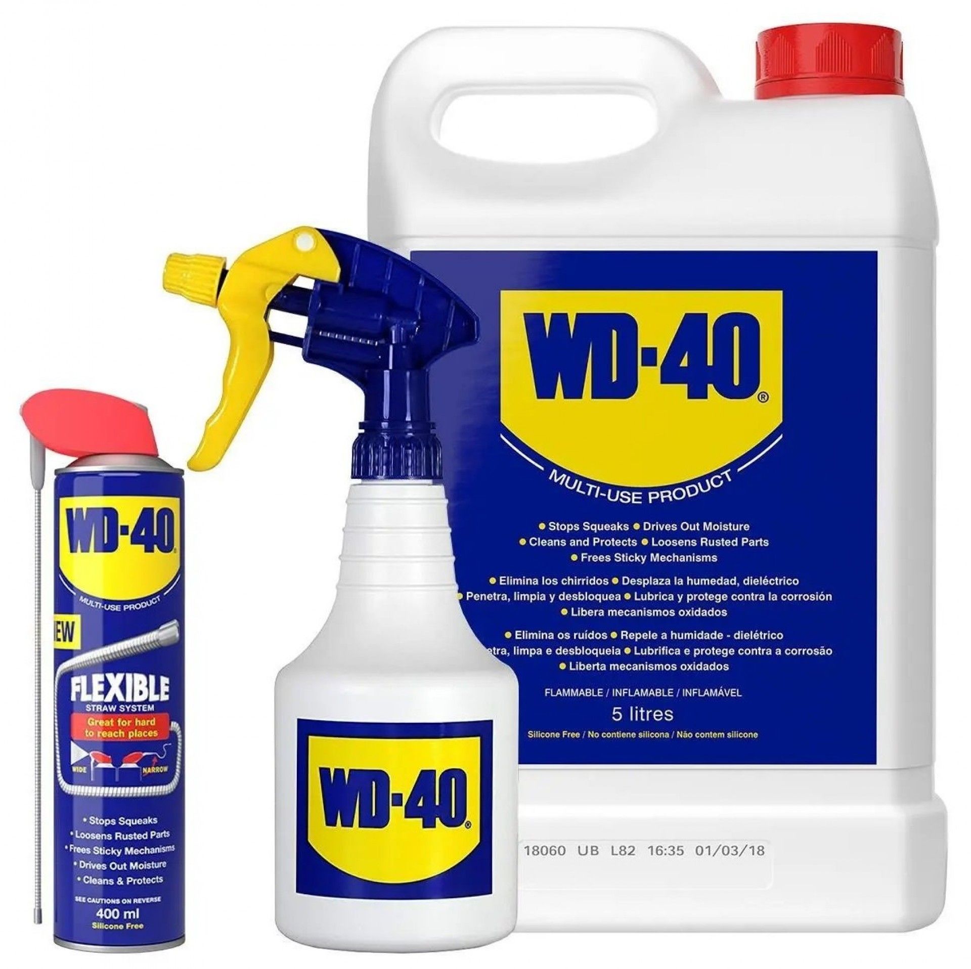WD-40 5L + Pistola pulverizadora + Oferta (WD-40 400ml Flex) refª 1700282