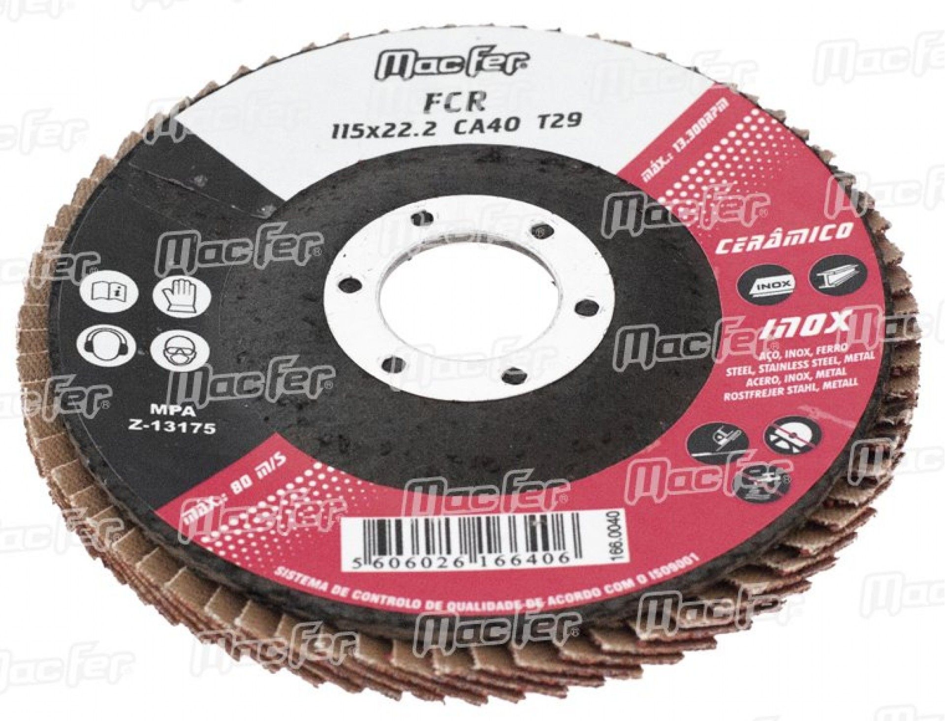 Disco lam. cerâmico MacFer FCR 115x22,2mm CA80 refª 166.0042 MACFER