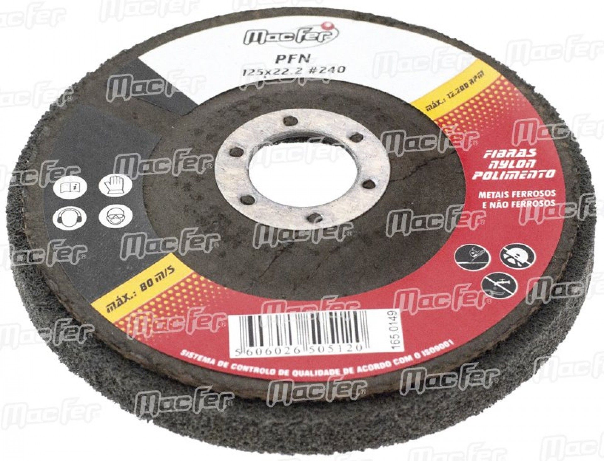 Disco feltro p/ polir MacFer PF 125x22,2mm refª 165.0144 MACFER