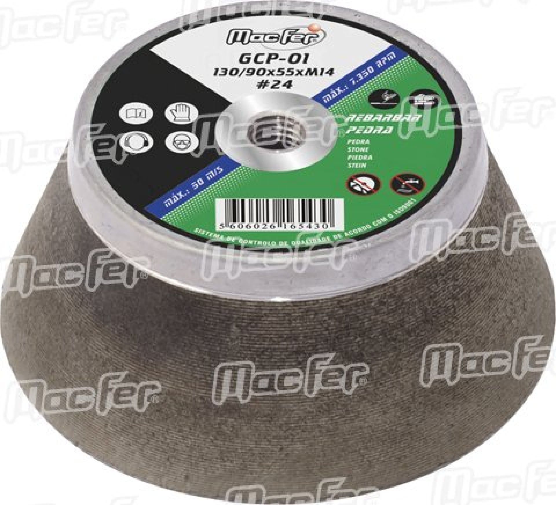 Rebolo esmeril t/ vaso GCP M14 90/110x52mm #80 refª 165.0094 MACFER