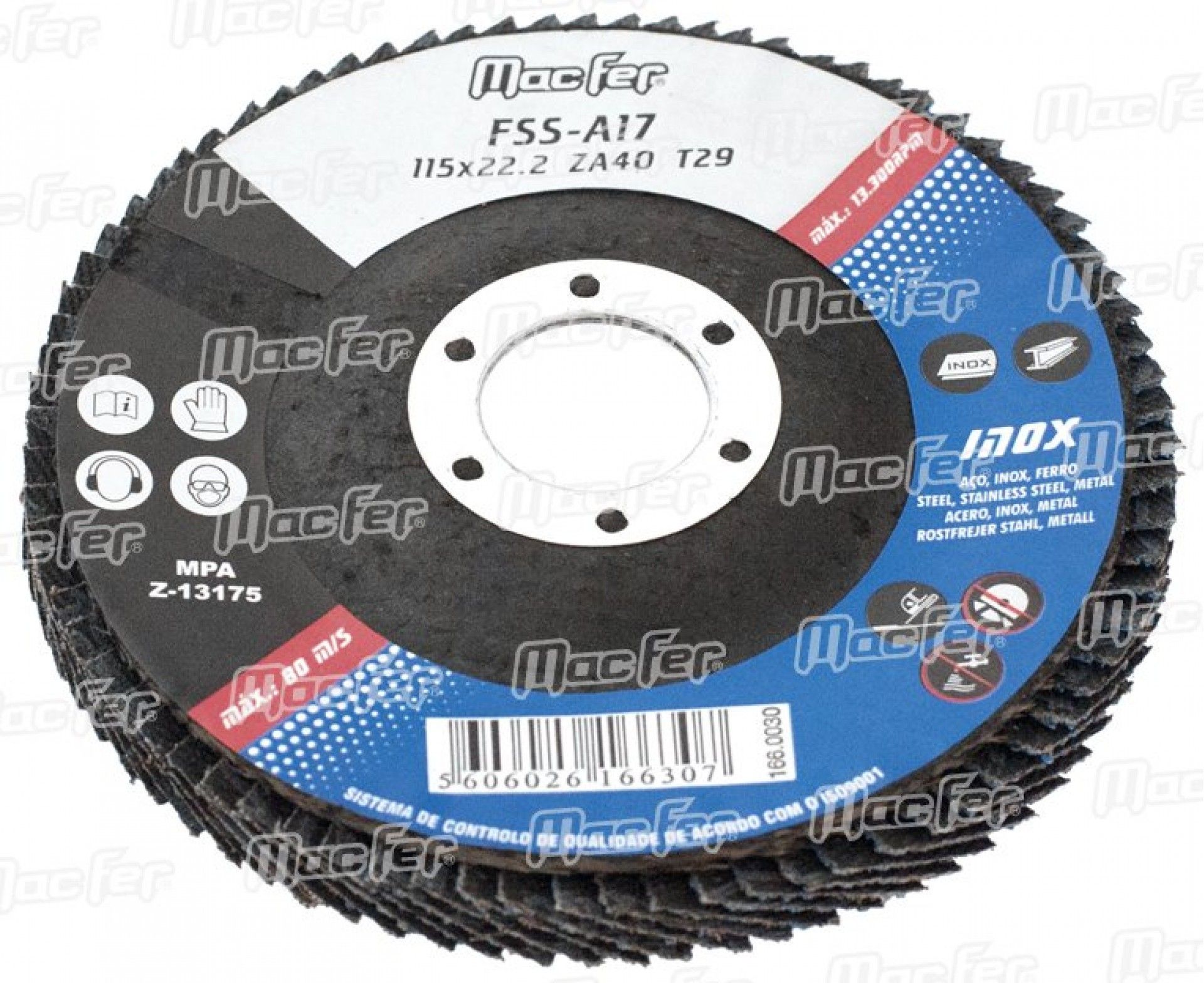 Disco lam. p/ inox MacFer FSS 115x22,2mm ZA60 refª 165.0036 MACFER