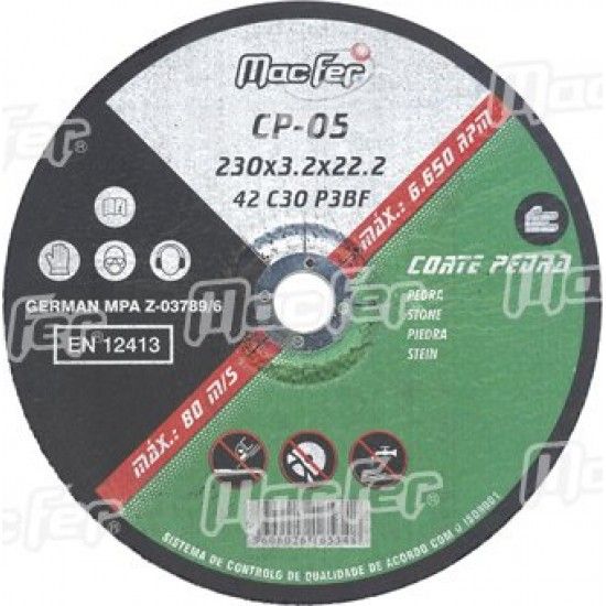 Disco abrasivo corte pedra MacFer CP 115x1,6x22,23mm refª 165.0031 MACFER Disco abrasivo corte pedra MacFer CP 115x1,6x22,23mm refª 165.0031 MACFER