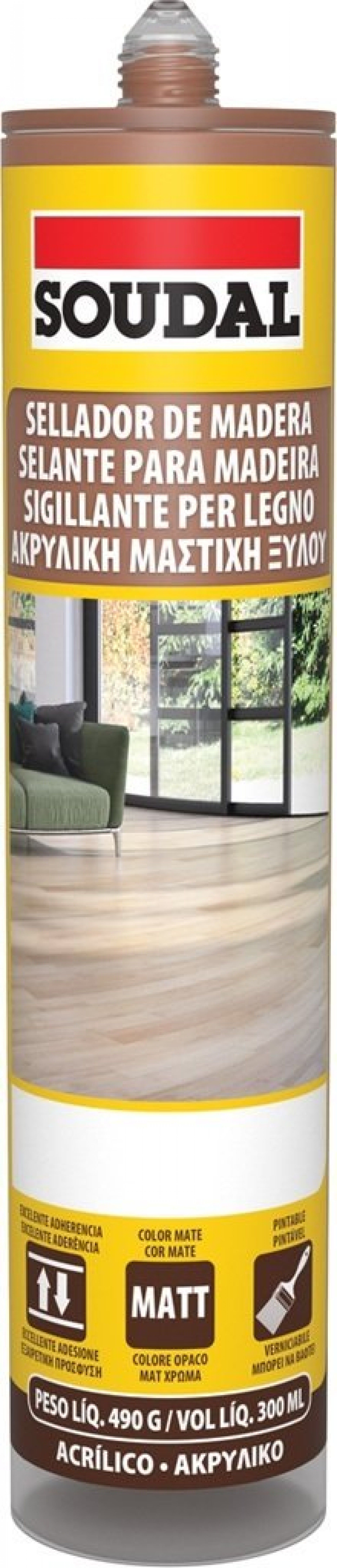 Selante acrílico p/madeira Pinho Soudal