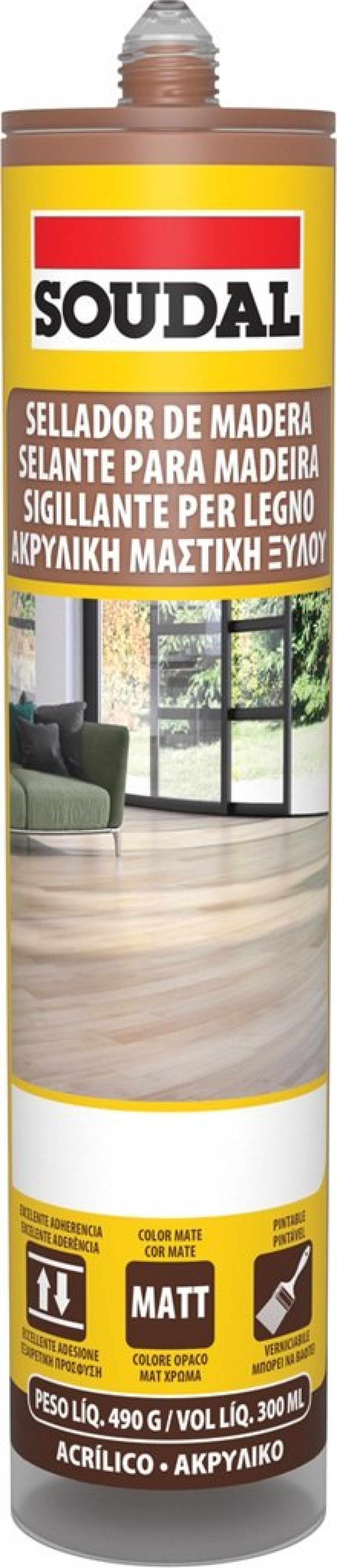 Selante acrílico p/madeira Cinza escuro Soudal