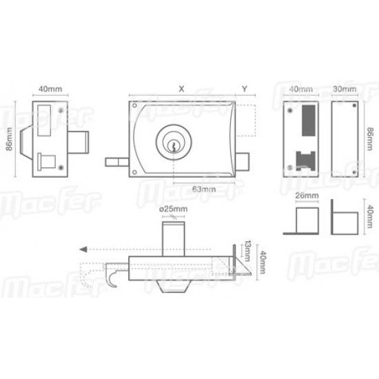Fechadura pregar á face ch. normal MacFer DR720 120mm Esq refª 140.0063 MACFER Fechadura pregar á face ch. normal MacFer DR720 120mm Esq refª 140.0063 MACFER