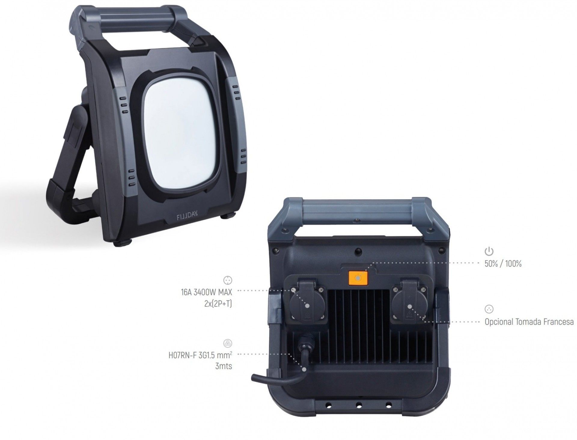 Projector Led 60w IP54 4200K c/ 2 Tomadas refª Troy Fillday