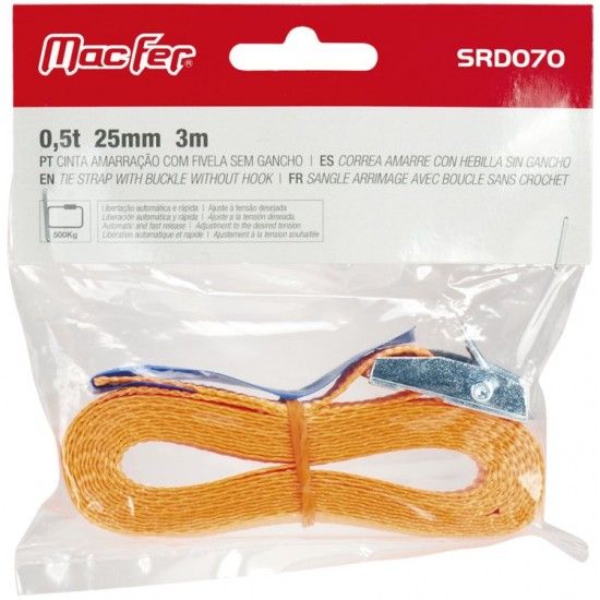 Cinta amarração com fivela sem gancho SRD070 0,5t 25mm 3m refª 132.0001 MACFER Cinta amarração com fivela sem gancho SRD070 0,5t 25mm 3m refª 132.0001 MACFER