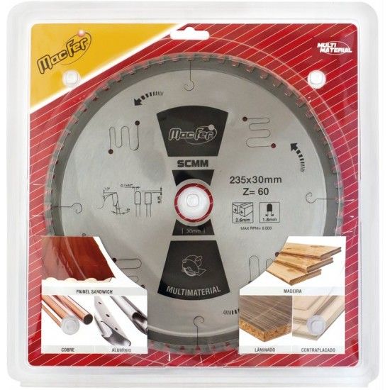 Disco serra circular multimaterial MacFer SCMM 160x20mm Z60 refª 125.0062 MACFER Disco serra circular multimaterial MacFer SCMM 160x20mm Z60 refª 125.0062 MACFER