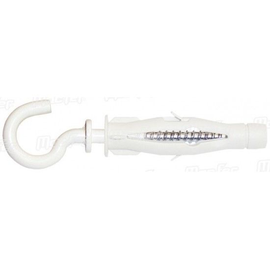 Bucha nylon uni. c/ gancho mf 85A-G 6x35mm branco  ref 121.0082 MACFER