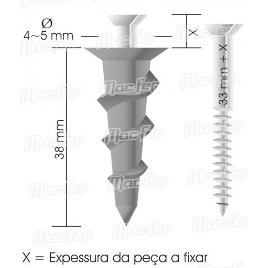 Bucha zamak p/ pladur mf BZP 38mm  ref� 121.0058 MACFER