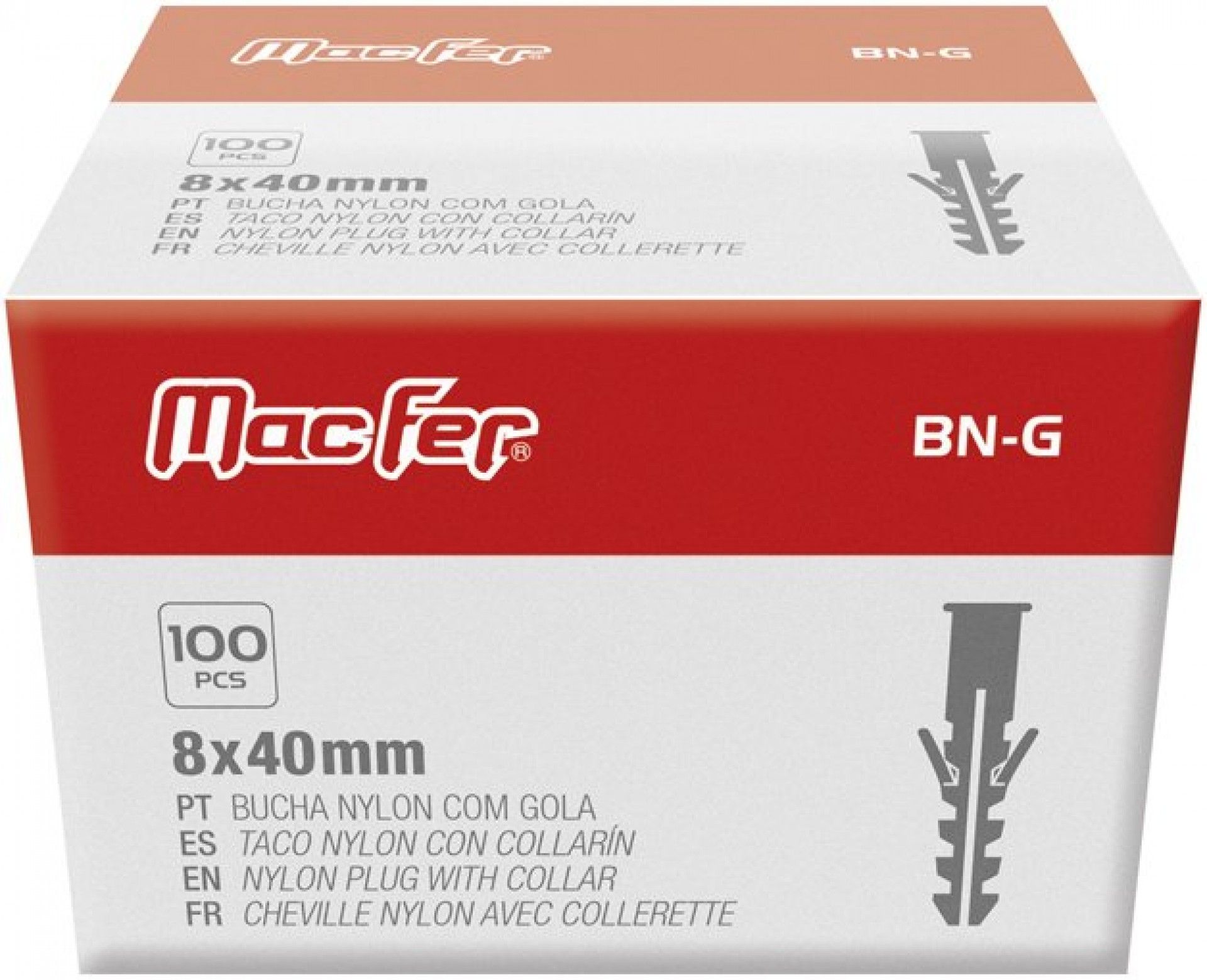 Bucha nylon c/ gola mf BN-GM 14x 75mm refª 121.0016 MACFER