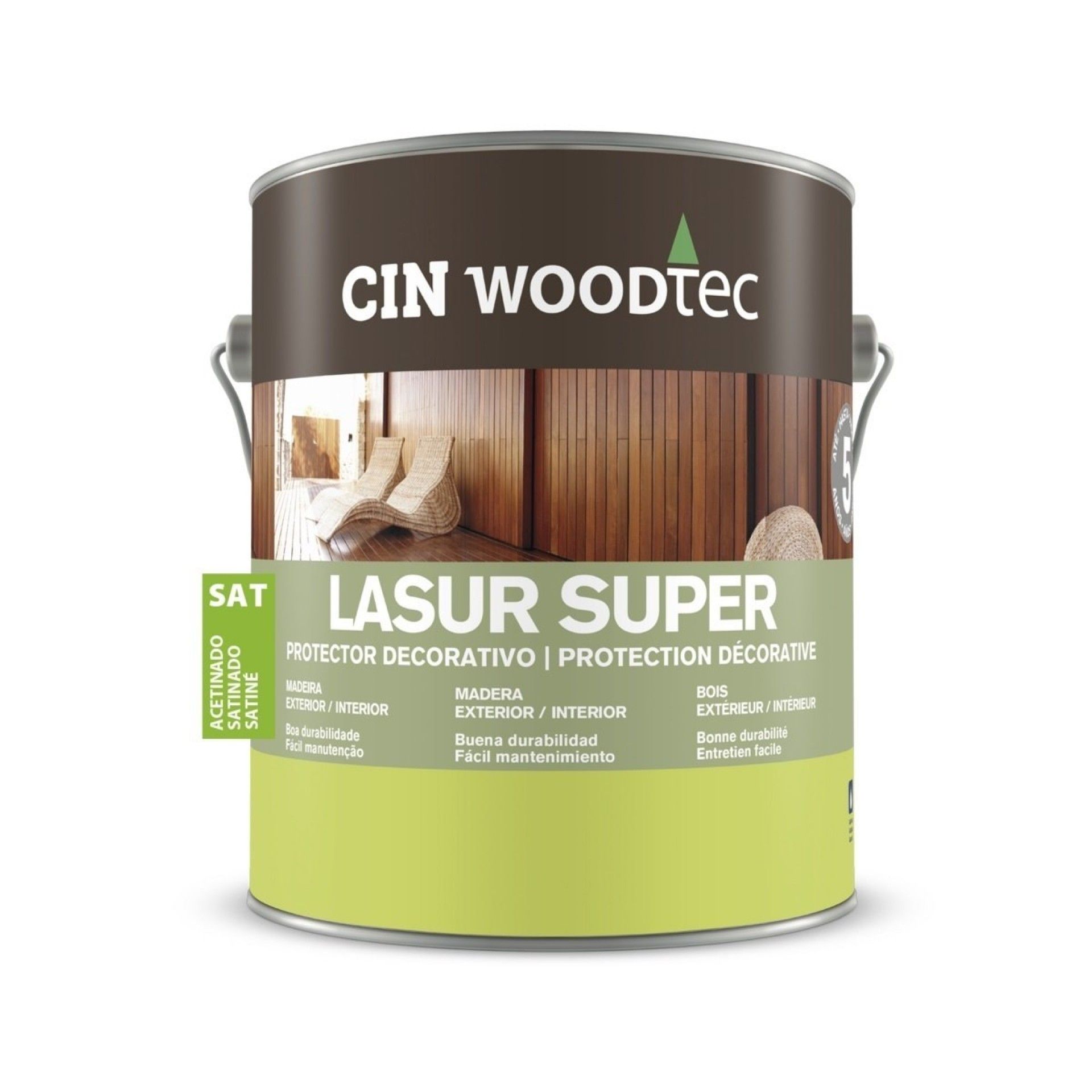 Lasur Super acetinado castanho 4L refª 12-355 CIN
