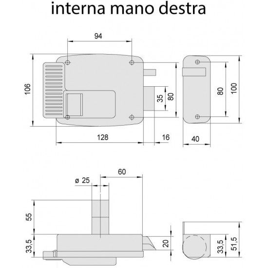 Trinco el�ctrico 11611-60-1 [direito] Canh�o fixo CISA