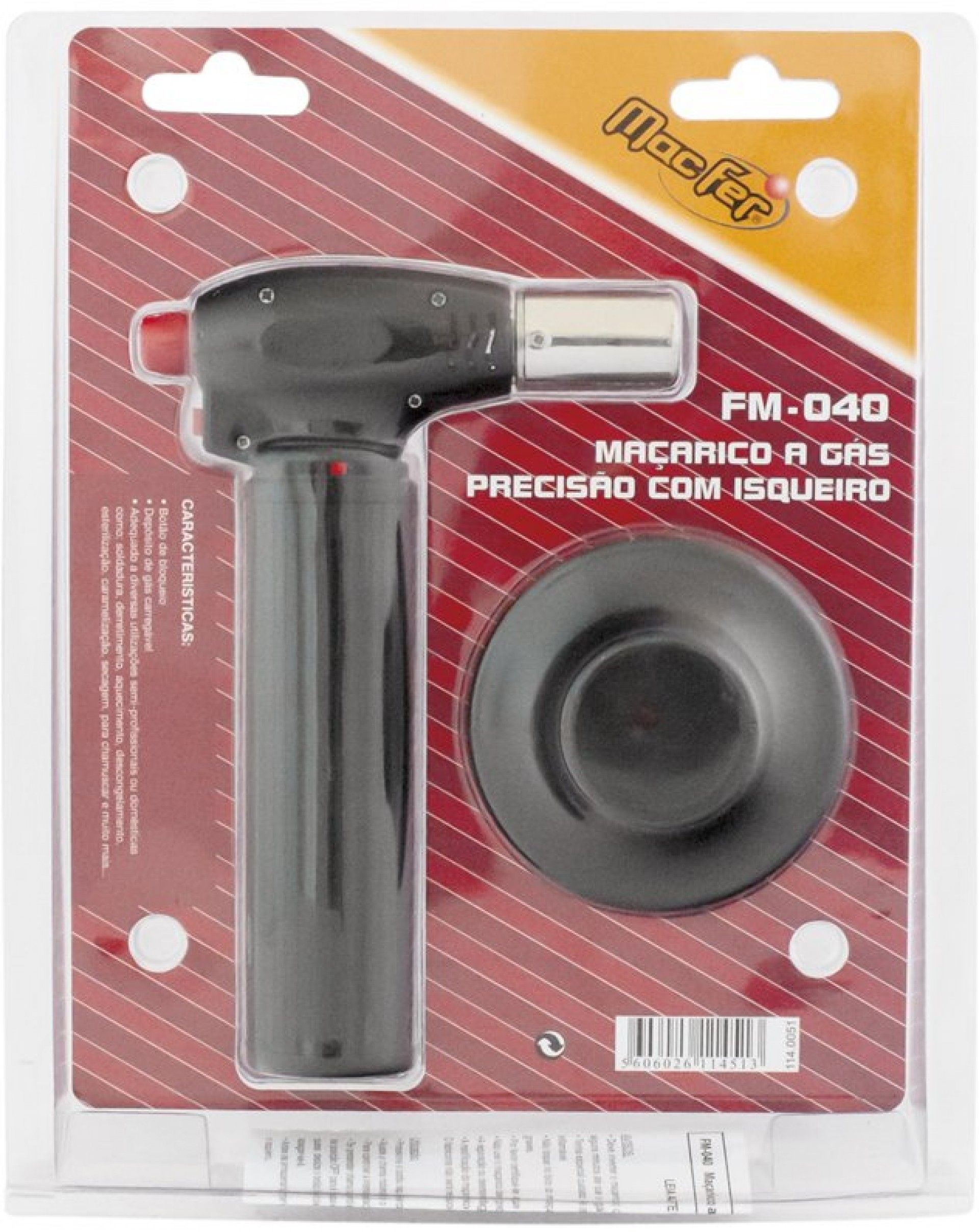 Maçarico a gás precisão c/ isqueiro MacFer FM-040 refª 114.0051 MACFER