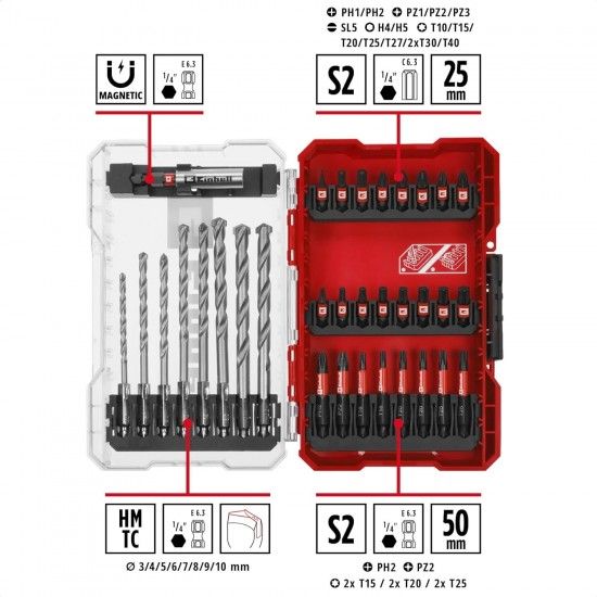 Kit bits e brocas ¼ Hex M-case 33pç refª 108753 Einhell Kit bits e brocas ¼ Hex M-case 33pç refª 108753 Einhell