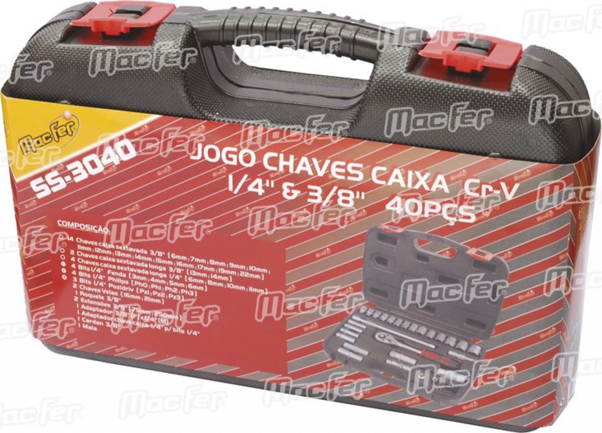 Jg. ch. cx. Cr-V MacFer SS-3040 1/4" & 3/8" 40pçs refª 105.0002 MACFER