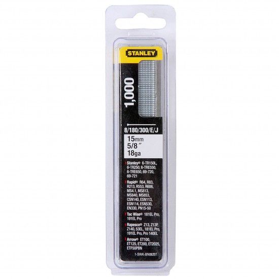 Prego / Brad 8 / 300 / E / tipo J - 15mm - 1000 u.ref.1-SWK-BN0625T STANLEY