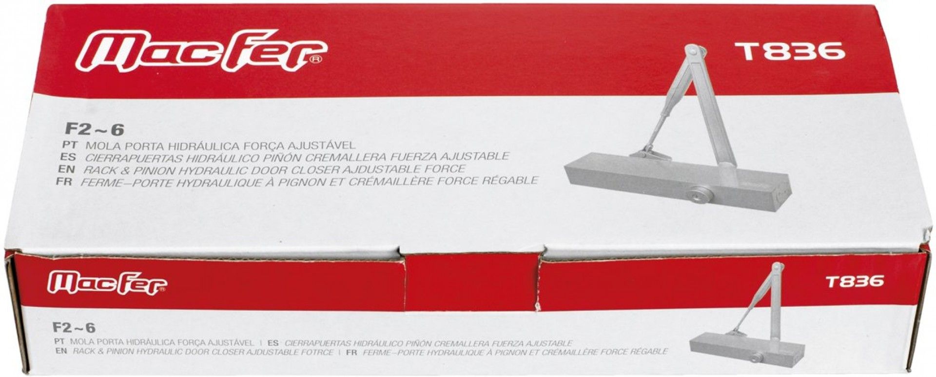 Mola porta hidráulica força ajustável mf T836 F2~6 alumínio refª 094.0079 MACFER