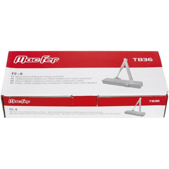 Mola porta hidráulica força ajustável mf T836 F2~6 alumínio refª 094.0079 MACFER Mola porta hidráulica força ajustável mf T836 F2~6 alumínio refª 094.0079 MACFER