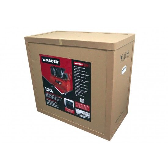 Compressor de Ar, Monobloco, 100L, 6HP, 4 Cabeças - 2 Motores, LCD refª 09389 MADER Compressor de Ar, Monobloco, 100L, 6HP, 4 Cabeças - 2 Motores, LCD refª 09389 MADER