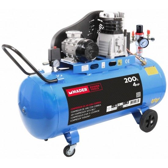 Compressor de Ar, Correia, 200L, 4hp, 10Bar, Trifsico ref 09384 MADER