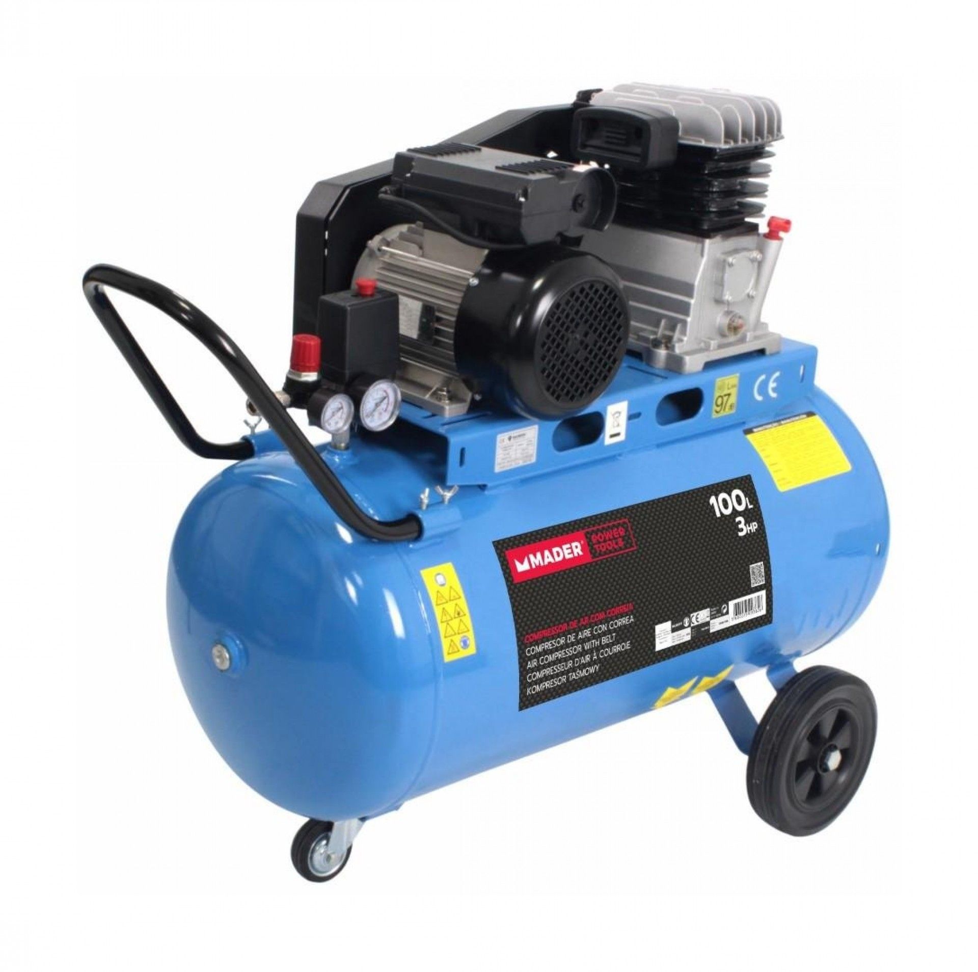 Compressor de Ar, Correia, 100L, 3hp, 10Bar refª 09382 MADER