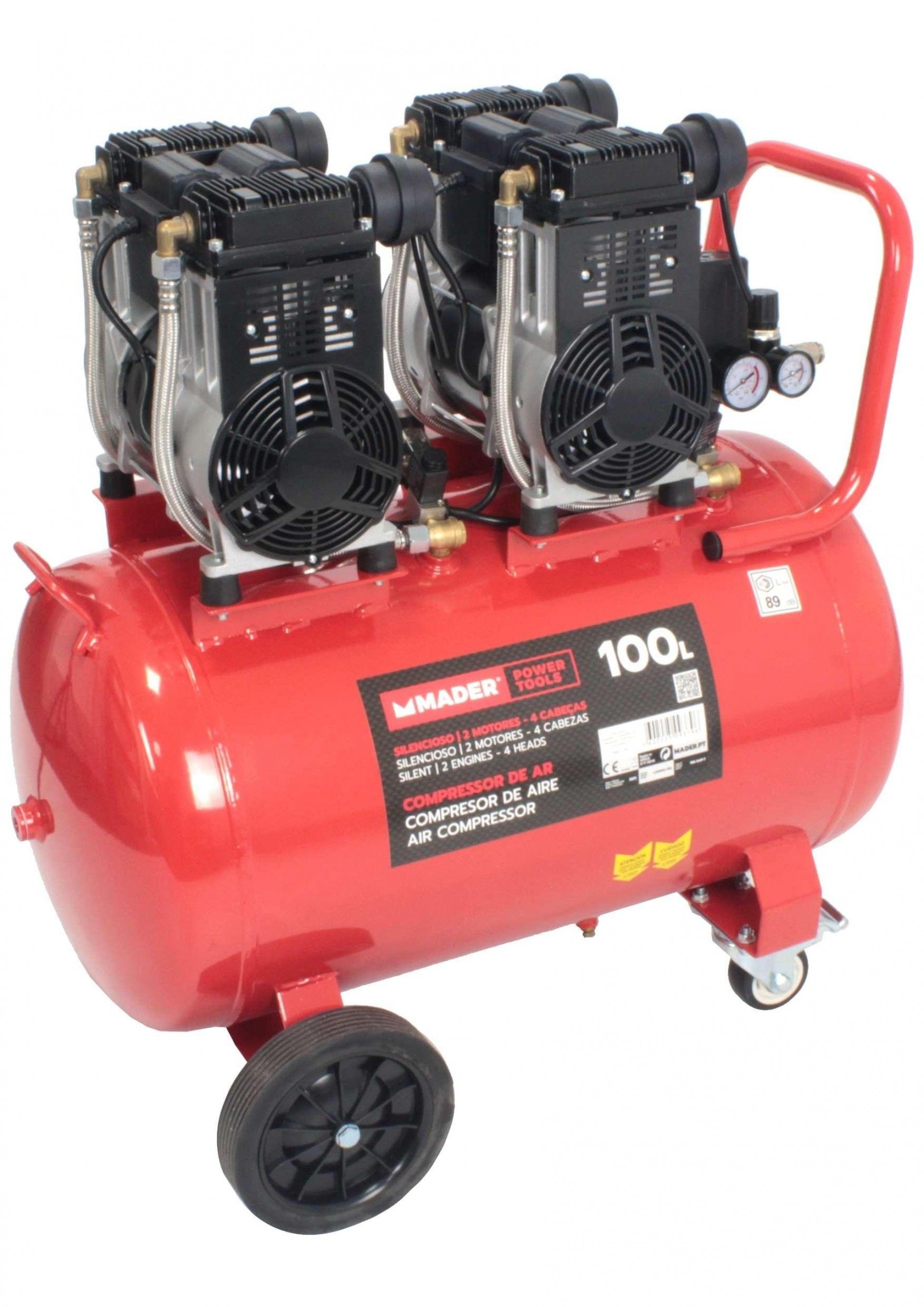Compressor de Ar Monobloco, 100L, 6HP, 4 Cabeças - 2 Motores refª 09379 MADER