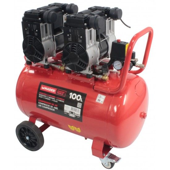 Compressor de Ar Monobloco, 100L, 6HP, 4 Cabeas - 2 Motores ref 09379 MADER