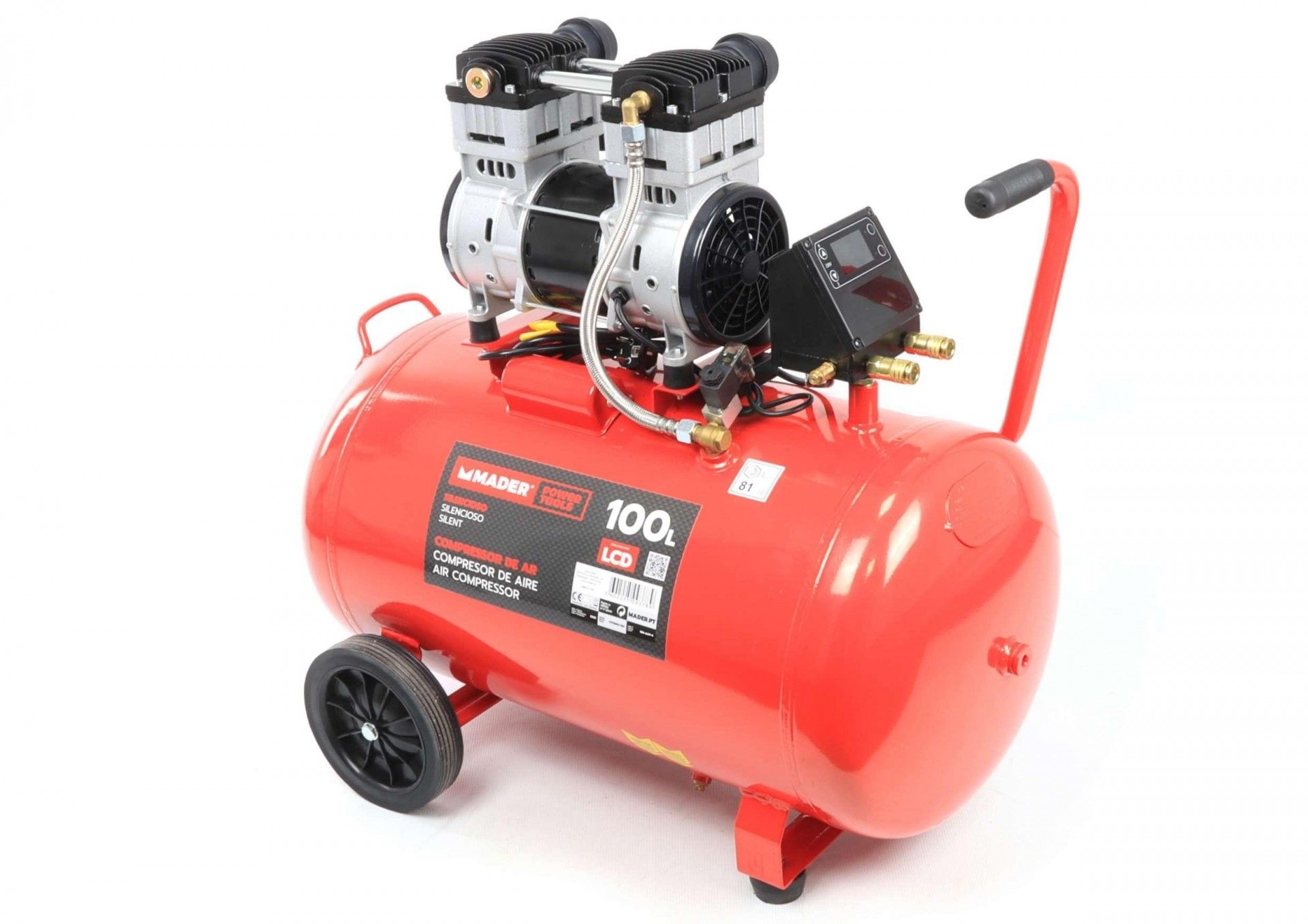 Compressor com LCD, 100L, 2 HP, Silencioso refª 09378 MADER