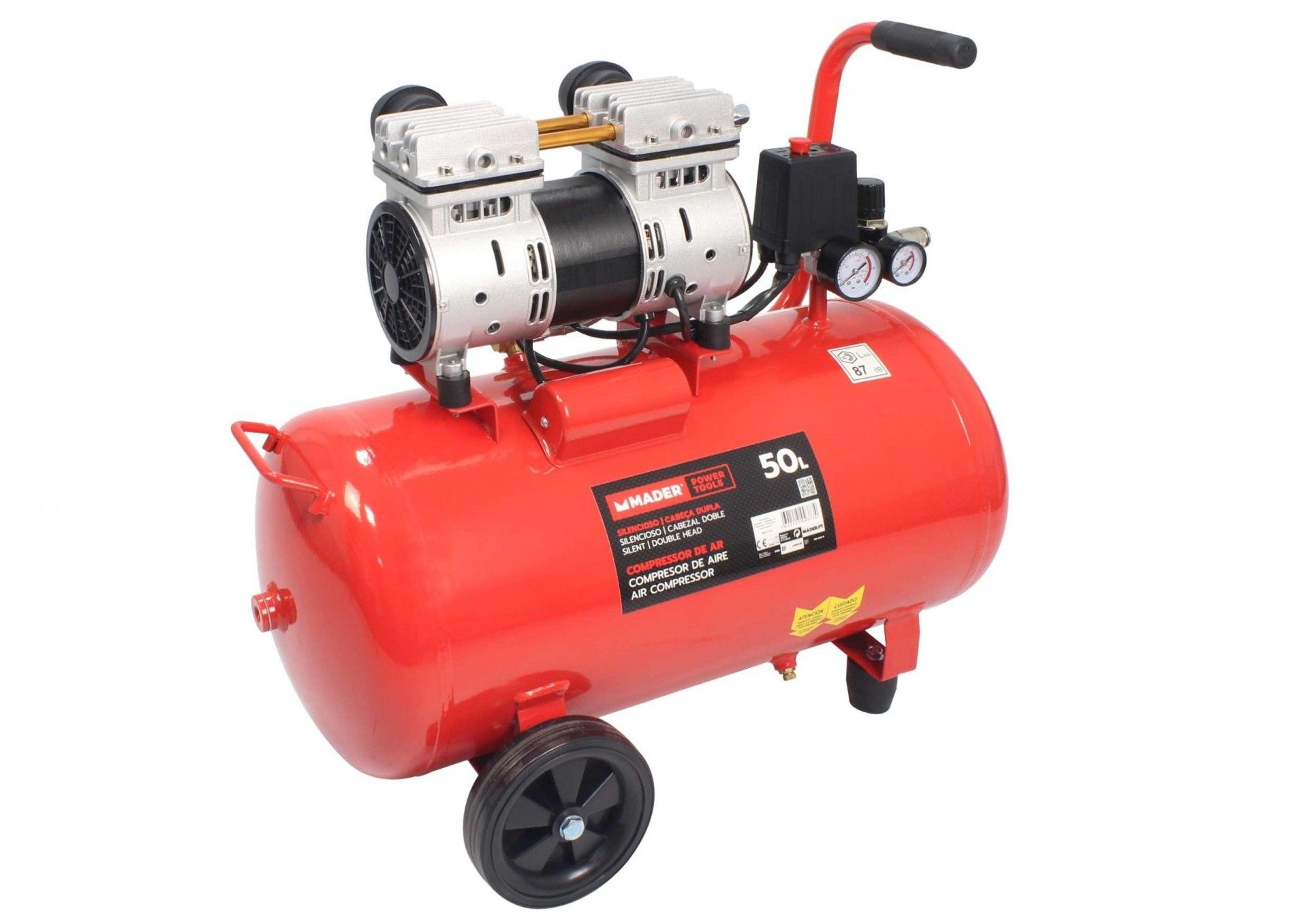 Compressor de Ar Monobloco, 50L, 2HP, Cabeça Dupla- MADER® | Power Tools refª 09373 MADER