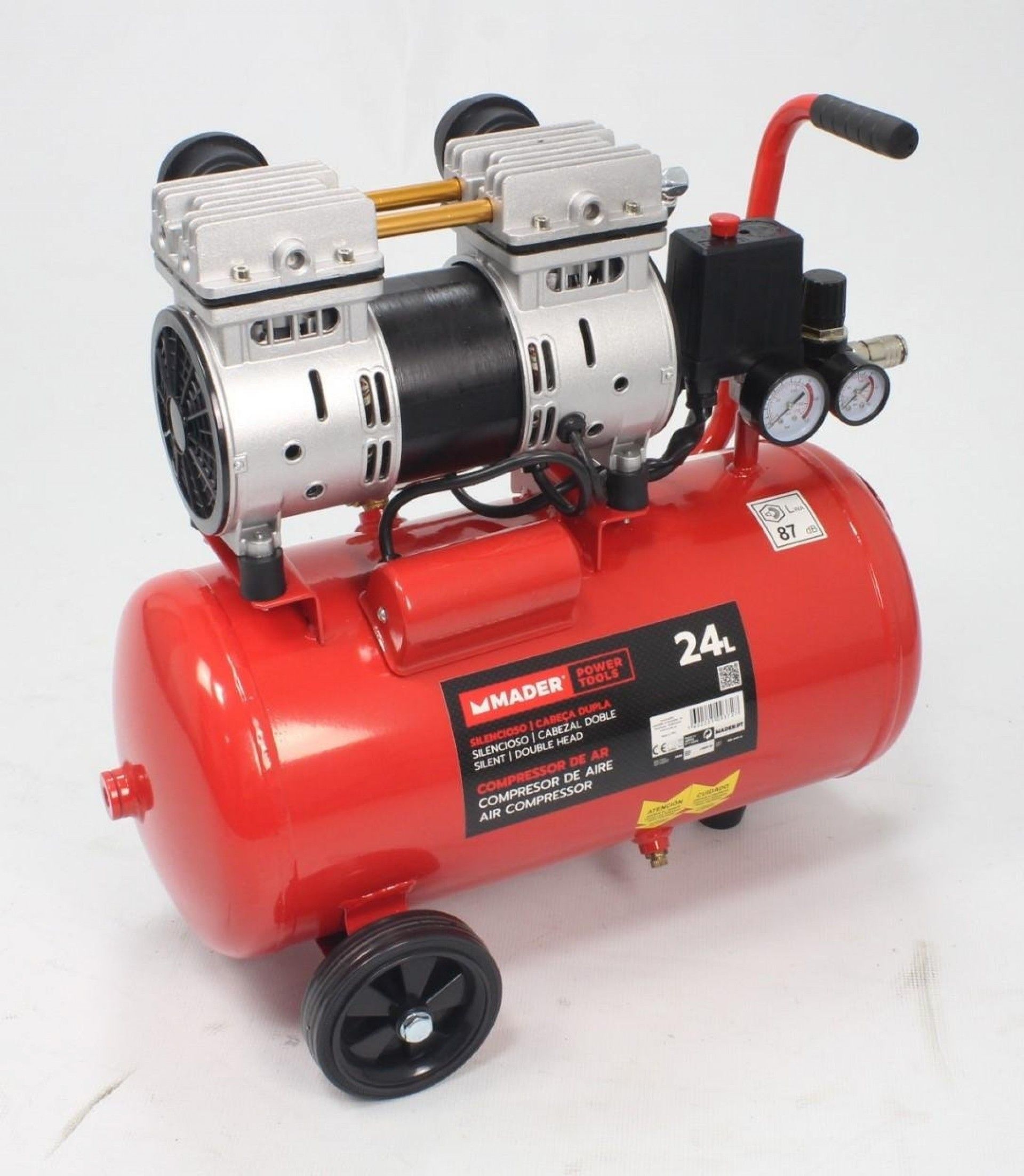 Compressor de Ar Monobloco, 24L, 2HP, Cabeça Dupla- MADER® | Power Tools refª 09372 MADER