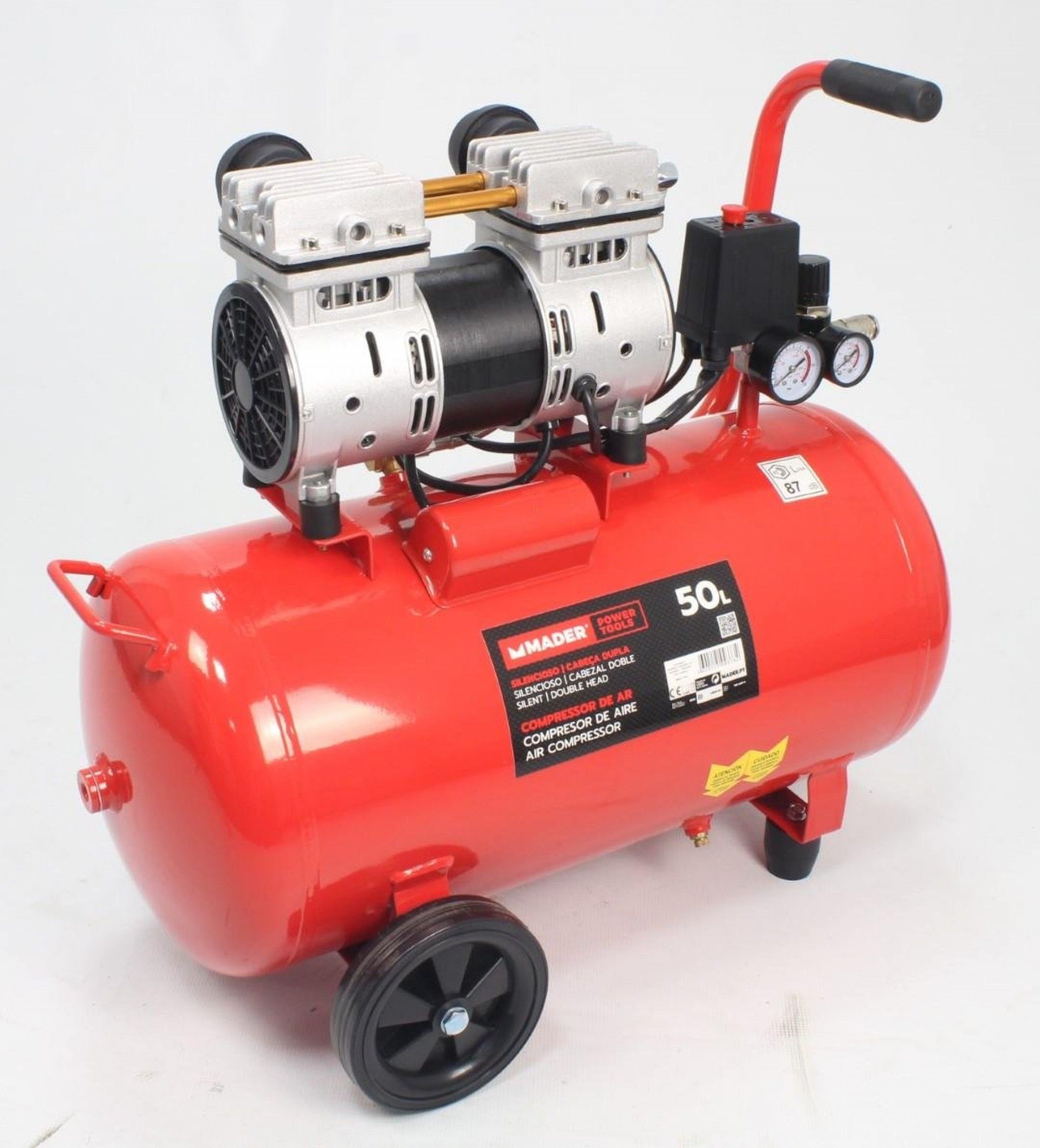 Compressor de Ar Monobloco, 50L, 2HP, Cabeça Dupla- MADER® | Power Tools refª 09373 MADER