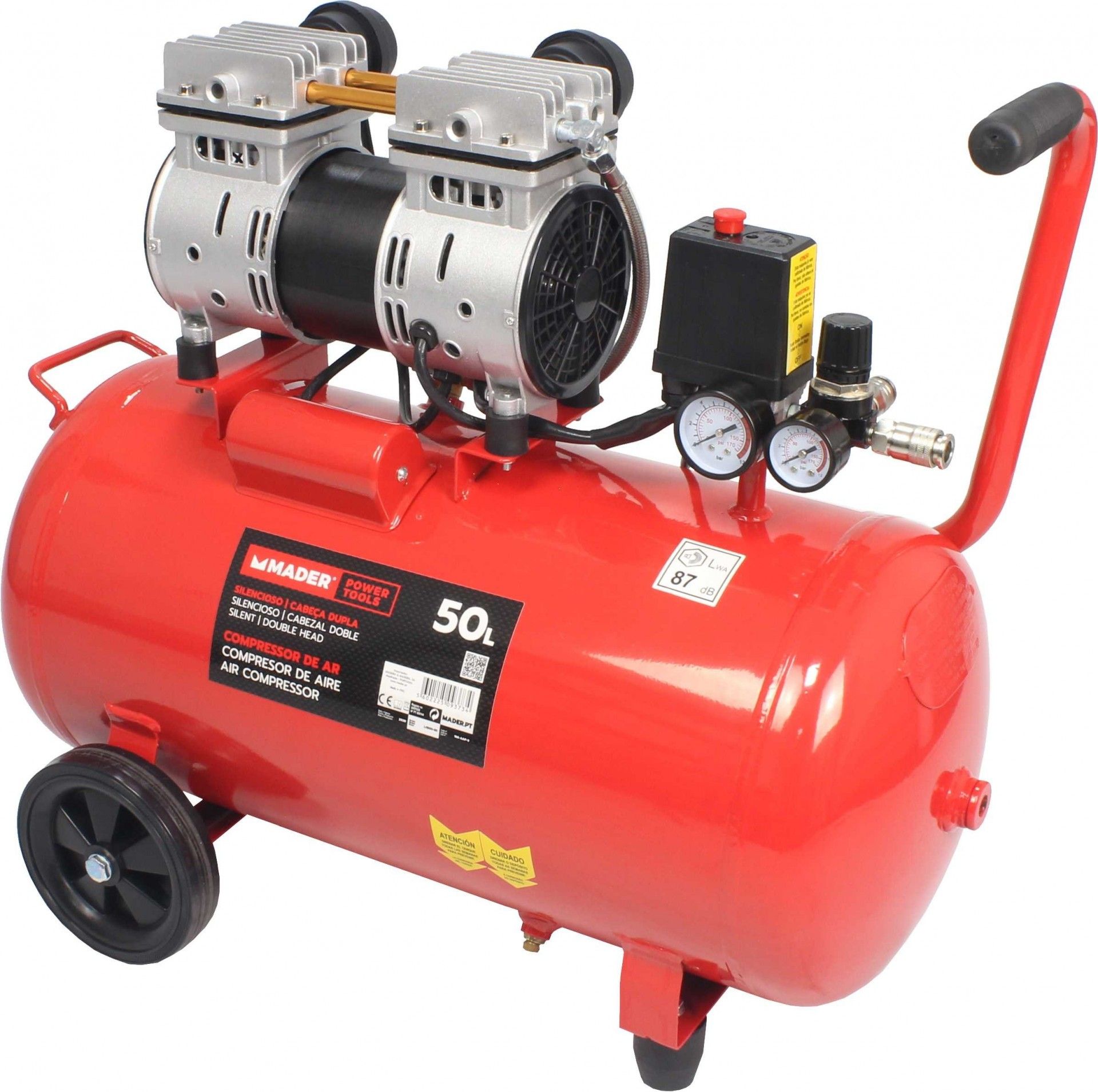Compressor de Ar Monobloco, 50L, 2HP, Cabeça Dupla- MADER® | Power Tools refª 09373 MADER