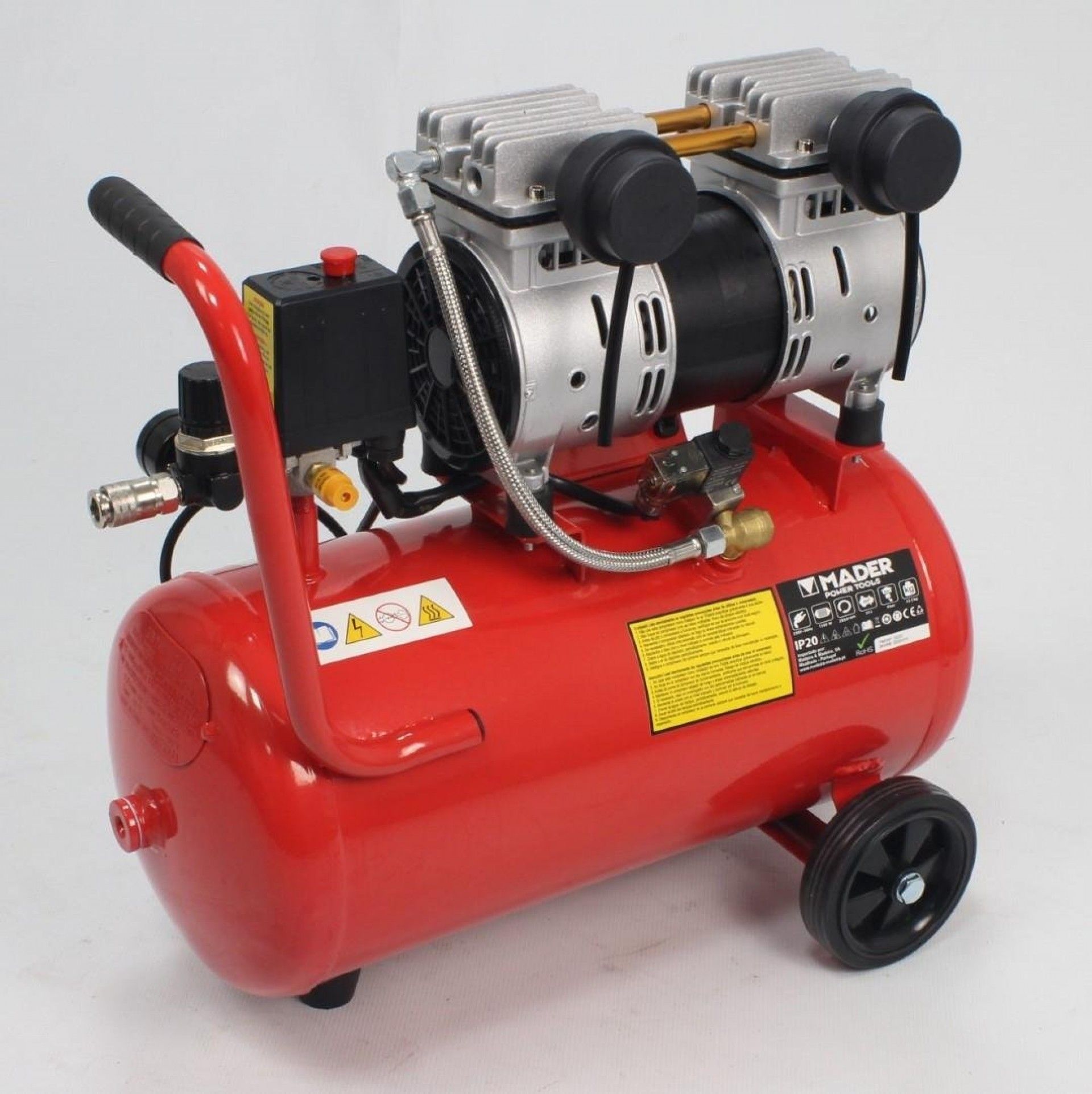 Compressor de Ar Monobloco, 24L, 2HP, Cabeça Dupla- MADER® | Power Tools refª 09372 MADER